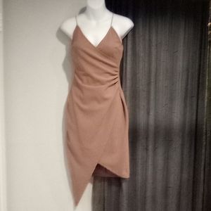 Dusty Rose Spaghetti Strap Faux Wrap Dress
